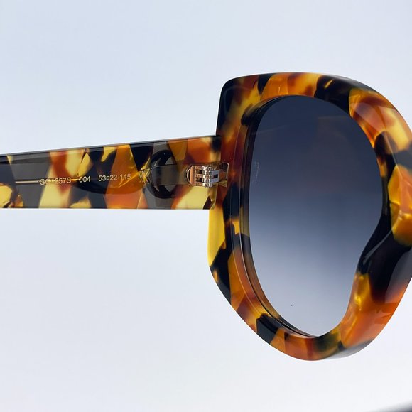 Gucci GG1257S 004 Sunglasses Havana Gradient Blue Butterfly Oversized Women